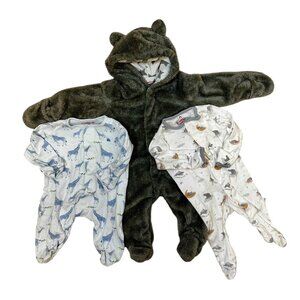 Magnetic Me Baby Bundle 0-3M | 2 Organic Cotton Footies + Fuzzy Bear Hooded Bunt